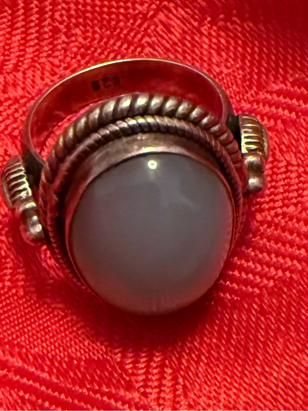 Sterling Silver chalcedony Statement Ring in White